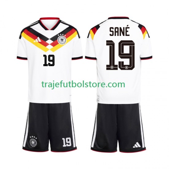 Camiseta 1ª Alemania Leroy Sane 19 Niño Copa Mundial 2026 Manga Corta