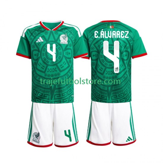 Camiseta 1ª México Edson Alvarez 4 Niño Copa Mundial 2026 Manga Corta