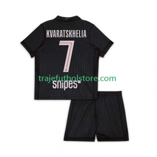 Camiseta 4ª Paris Saint-Germain Khvicha Kvaratskhelia 7 Niño 2025-2026 Manga Corta