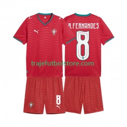 Camiseta 1ª Portugal Bruno Fernandes 8 Niño Copa Mundial 2026 Manga Corta