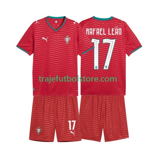 Camiseta 1ª Portugal Rafael Leao 17 Niño Copa Mundial 2026 Manga Corta