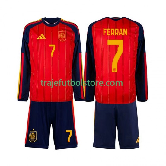 Camiseta 1ª España Ferran Torres 7 Niño Copa Mundial 2026 ML