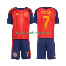 Camiseta 1ª España Ferran Torres 7 Niño Copa Mundial 2026 Manga Corta
