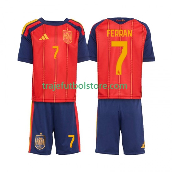 Camiseta 1ª España Ferran Torres 7 Niño Copa Mundial 2026 Manga Corta