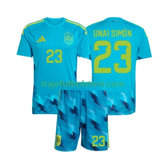 Camiseta 1ª España Unai Simon 23 Portero Niño Copa Mundial 2026 Manga Corta