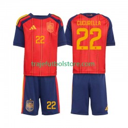Camiseta 1ª España Marc Cucurella 22 Niño Copa Mundial 2026 Manga Corta