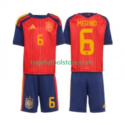 Camiseta 1ª España Mikel Merino 6 Niño Copa Mundial 2026 Manga Corta