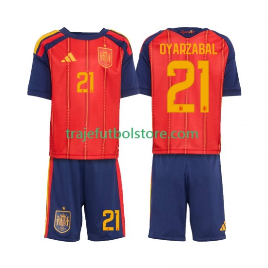 Camiseta 1ª España Mikel Oyarzabal 21 Niño Copa Mundial 2026 Manga Corta