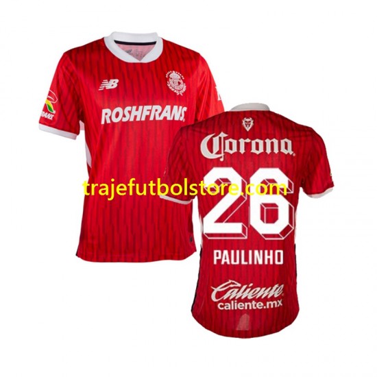 Camiseta 1ª Deportivo Toluca Paulinho 26 Hombre 2024-2025 Manga Corta