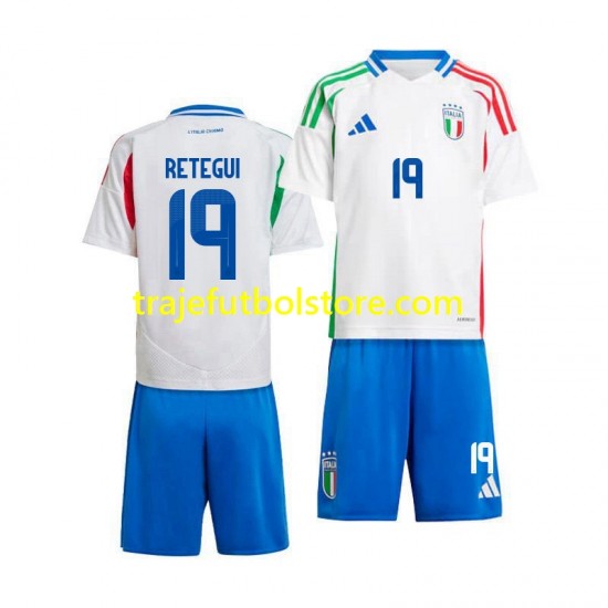 Camiseta 2ª Italia Mateo Retegui 19 Niño 2024 Manga Corta