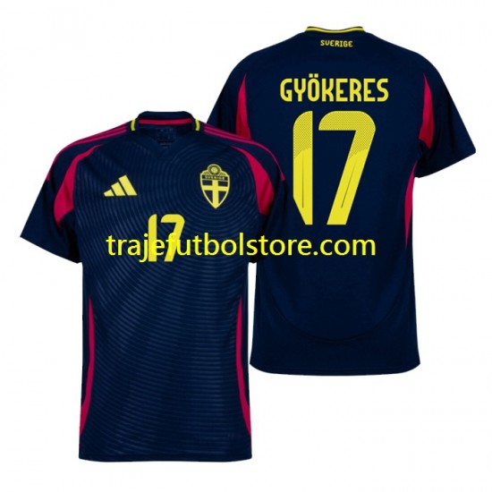Camiseta 2ª Suecia Viktor Gyokeres 17 Hombre 2024 Manga Corta