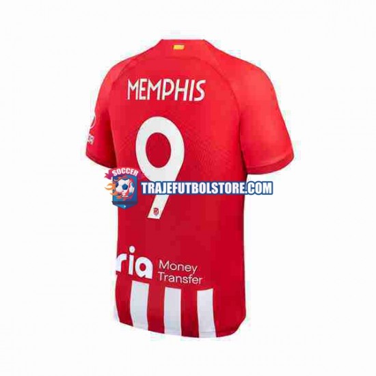 Camiseta 1ª Atlético Madrid 2 Memphis Depay 9 Hombre 2023-2024 Manga Corta