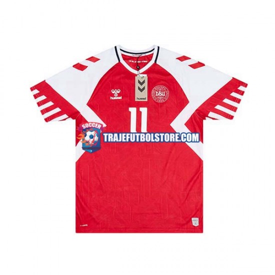 Camiseta 1ª Dinamarca Rasmus Hojlund 11 Hombre 2023-2024 Manga Corta