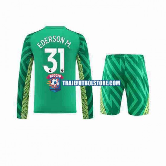 Camiseta 1ª Manchester City Ederson Moraes 31 Portero Niño 2023-2024 ML