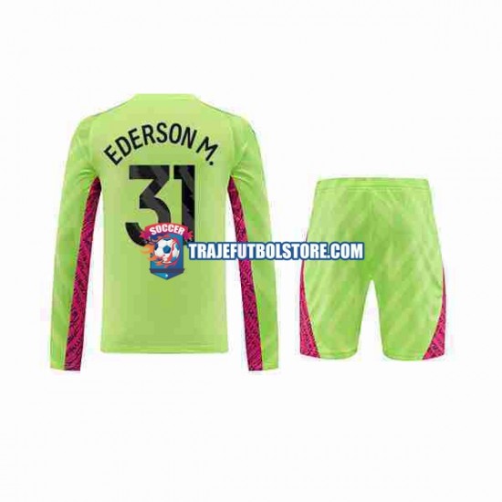 Camiseta 3ª Manchester City Ederson Moraes 31 Portero Niño 2023-2024 ML