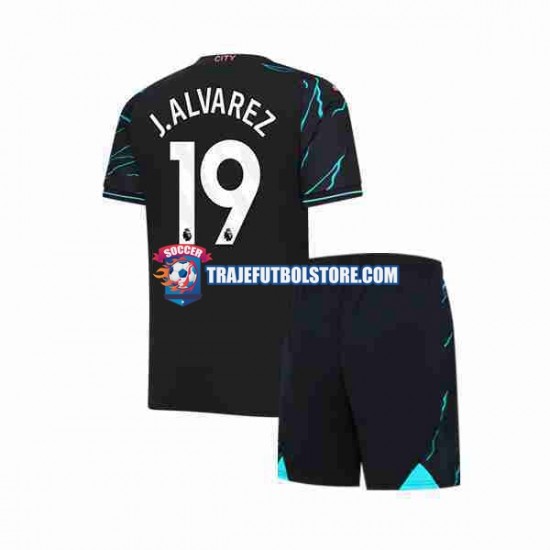 Camiseta 3ª Manchester City Julian Alvarez 19 Niño 2023-2024 Manga Corta