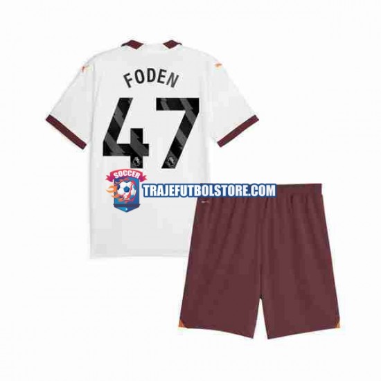 Camiseta 2ª Manchester City Phil Foden 47 Niño 2023-2024 Manga Corta