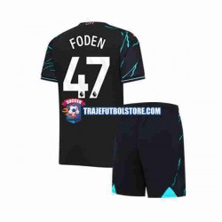 Camiseta 3ª Manchester City Phil Foden 47 Niño 2023-2024 Manga Corta