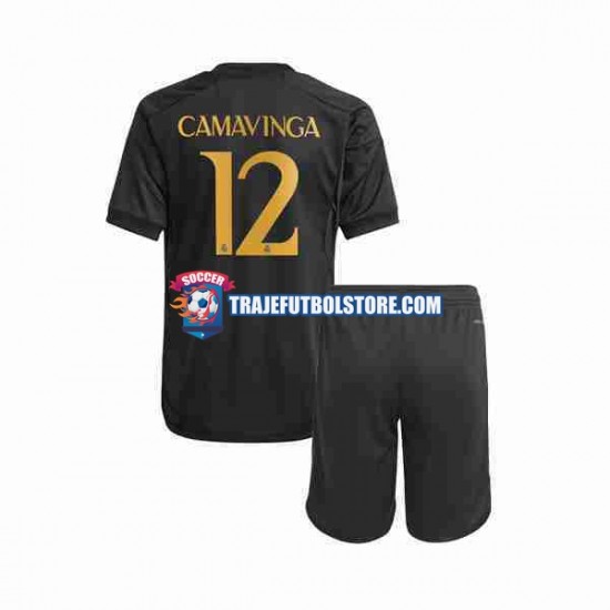Camiseta 3ª Real Madrid Eduardo Camavinga 12 Niño 2023-2024 Manga Corta