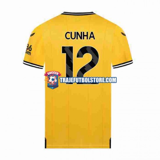 Camiseta 1ª Wolverhampton Wanderers CUNHA 12 Hombre 2023-2024 Manga Corta