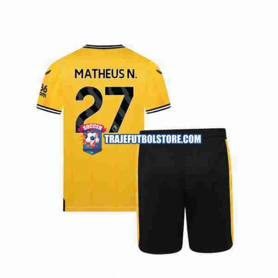 Camiseta 1ª Wolverhampton Wanderers Matheus Nunes 27 Niño 2023-2024 Manga Corta