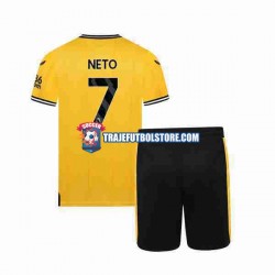 Camiseta 1ª Wolverhampton Wanderers NETO 7 Niño 2023-2024 Manga Corta
