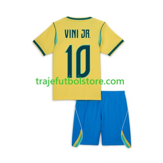 Camiseta 1ª Brasil Vinicius Junior 10 Niño Copa Mundial 2026 Manga Corta