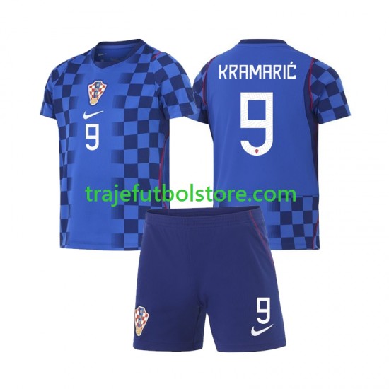 Camiseta 2ª Croacia Andrej Kramaric 9 Niño Copa Mundial 2026 Manga Corta