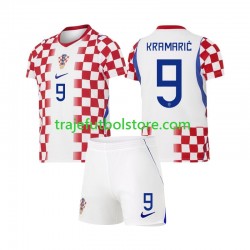 Camiseta 1ª Croacia Andrej Kramaric 9 Niño Copa Mundial 2026 Manga Corta