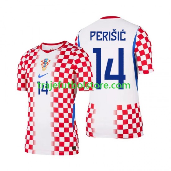 Camiseta 1ª Croacia Ivan Perisic 14 Hombre Copa Mundial 2026 Manga Corta