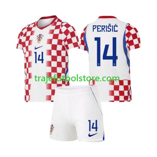 Camiseta 1ª Croacia Ivan Perisic 14 Niño Copa Mundial 2026 Manga Corta