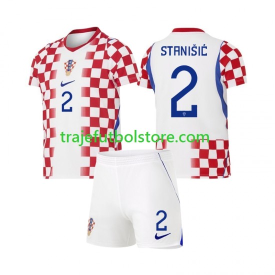 Camiseta 1ª Croacia Josip Stanisic 2 Niño Copa Mundial 2026 Manga Corta
