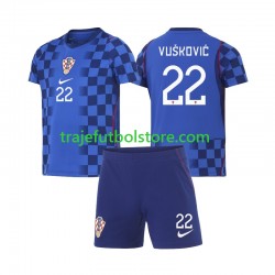Camiseta 2ª Croacia Luka Vuskovic 22 Niño Copa Mundial 2026 Manga Corta