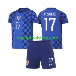 Camiseta 2ª Croacia Petar Sucic 17 Niño Copa Mundial 2026 Manga Corta