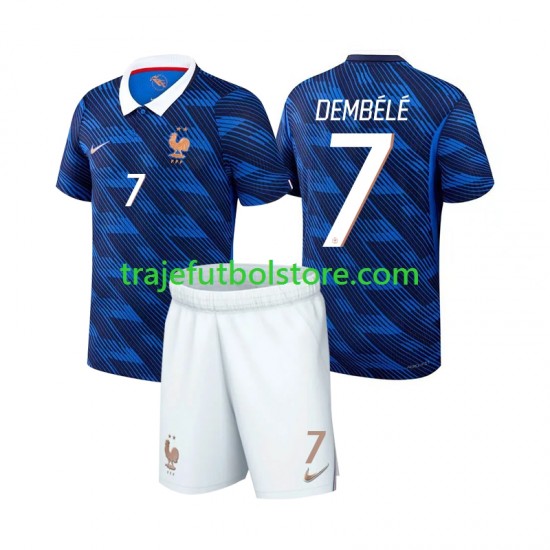 Camiseta 1ª Francia Ousmane Dembele 7 Niño Copa Mundial 2026 Manga Corta