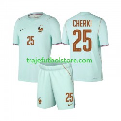 Camiseta 2ª Francia Rayan Cherki 25 Niño Copa Mundial 2026 Manga Corta