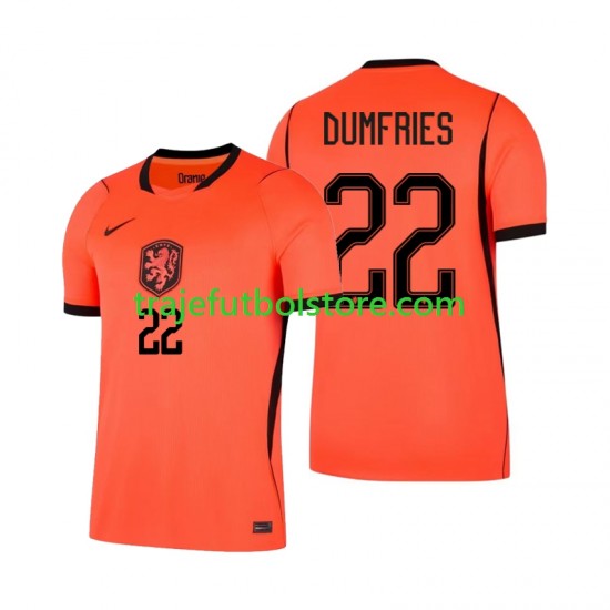 Camiseta 1ª Países Bajos Denzel Dumfries 22 Hombre Copa Mundial 2026 Manga Corta