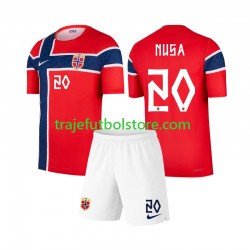 Camiseta 1ª Noruega Antonio Nusa 20 Niño Copa Mundial 2026 Manga Corta