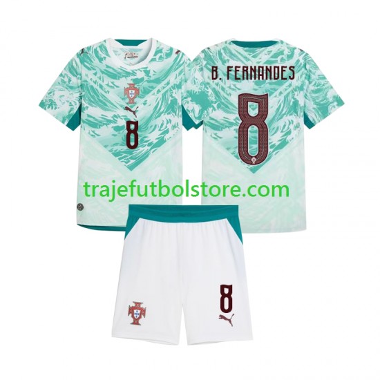 Camiseta 2ª Portugal Bruno Fernandes 8 Niño 2026 2027 Manga Corta