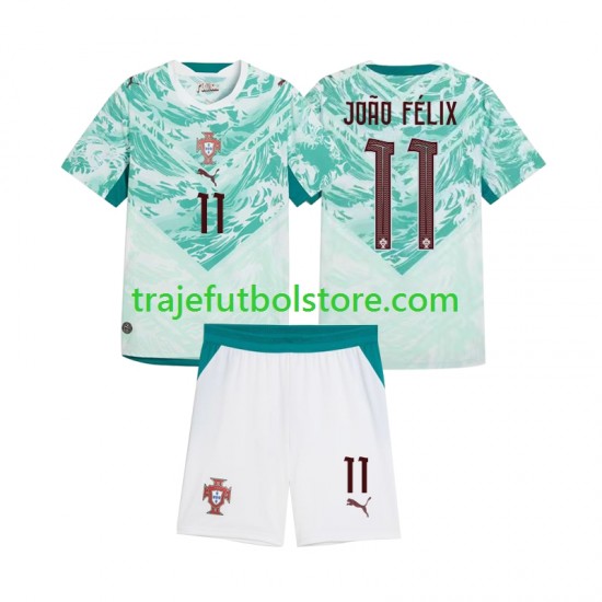 Camiseta 2ª Portugal Joao Felix 11 Niño 2026 2027 Manga Corta