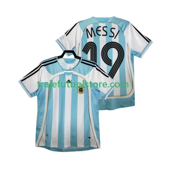 Camiseta 1ª Argentina MESSI 19 Retro Hombre 2006 Manga Corta