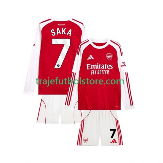 Camiseta 1ª Arsenal Bukayo Saka 7 Niño 2025-2026 ML