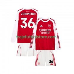 Camiseta 1ª Arsenal Martin Zubimendi 36 Niño 2025-2026 Manga Corta
