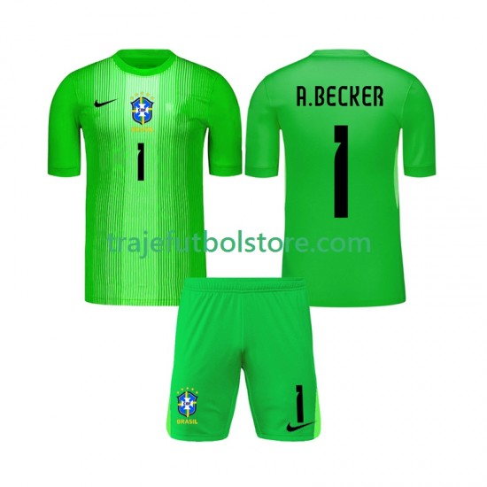 Camiseta 1ª Brasil Alisson Becker 1 Portero Niño 2026 Manga Corta
