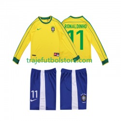Camiseta 1ª Brasil RONALDINHO 11 Retro Niño 1998 ML