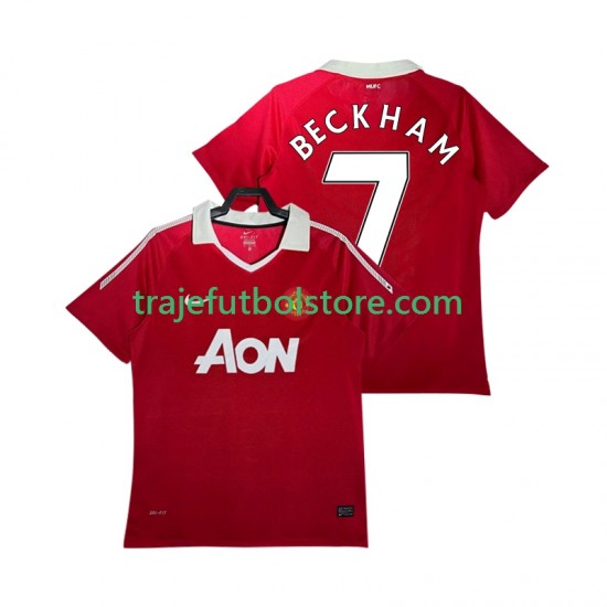 Camiseta 1ª Manchester United BECKHAM 7 Retro Hombre 2011 2010 Manga Corta