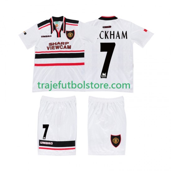 Camiseta 2ª Manchester United BECKHAM 7 Retro Niño 1998 Manga Corta