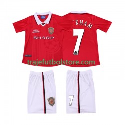 Camiseta 1ª Manchester United BECKHAM 7 2000 Retro Niño 1999 Manga Corta
