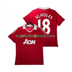 Camiseta 1ª Manchester United SCHOLES 18 Retro Hombre 2011 2010 Manga Corta