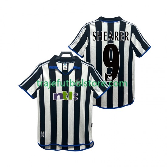 Camiseta 1ª Newcastle United SHEARER 9 2000 2001 Retro Hombre Manga Corta